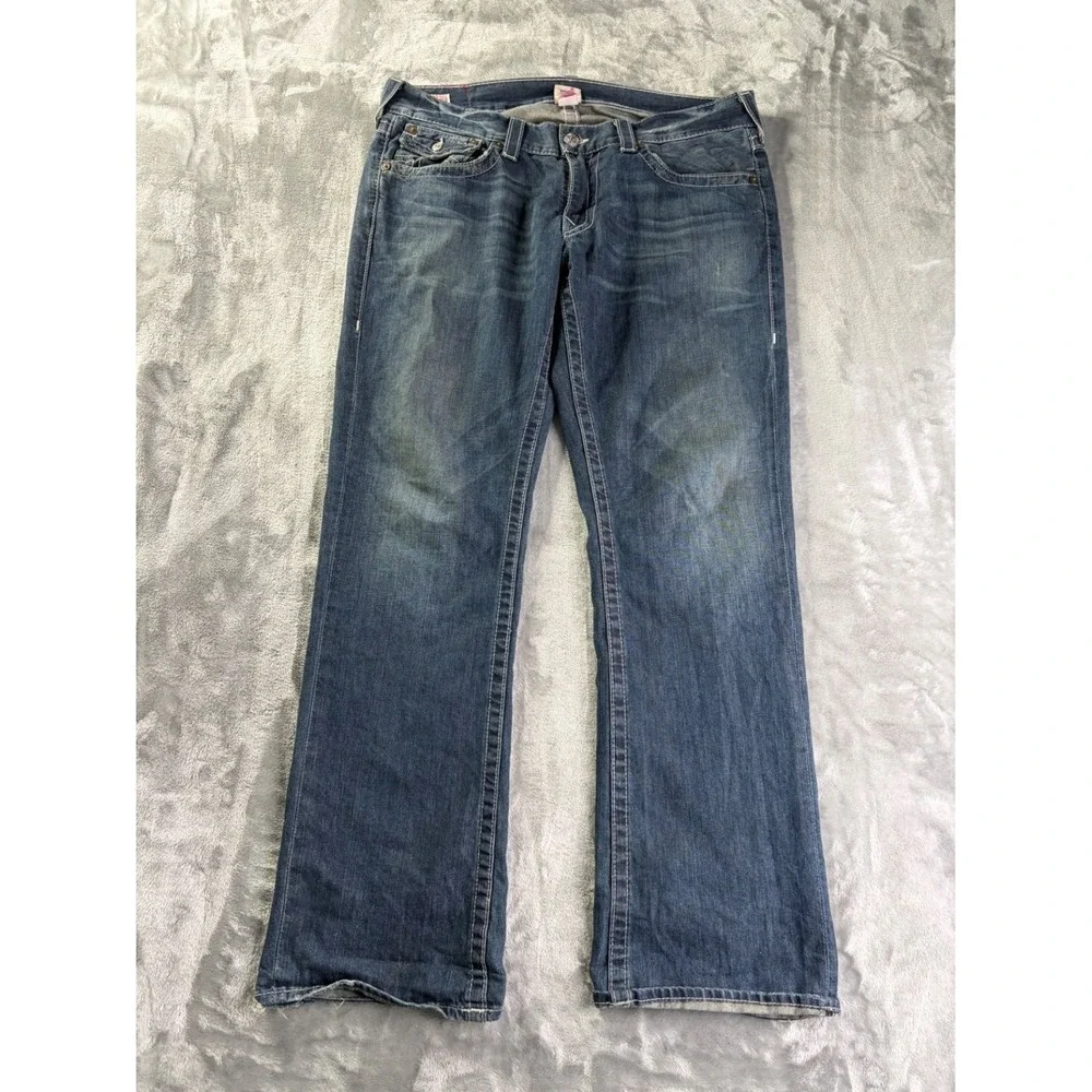 True Religion Ricky Men's Jeans Size 36 Blue Cotton Relaxed Straight USA Made